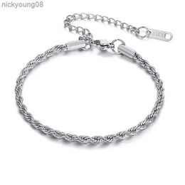 Bangle Stainless Steel Bracelet For Men Women Braided 16cm Rope Chain with 5cm Extender Adjustable Jewellery Gold Colour Silver ColorL2403