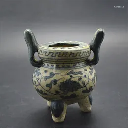 Bottles Chinese Ming Blue And White Porcelain Censer Lotus Tripod Incense Burner 5.12"