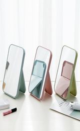 Desktop Folding Portable Makeup Mirror Student Dormitory Desktop Small Solid Color Plastic Mirrors wzg TB20004864457