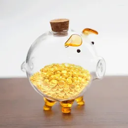 Storage Bottles Piggy Banks Money Saving Bank Transparent Cute Pig Shaped Cash Coin Register Clear Glass Gold Home Box Gifts