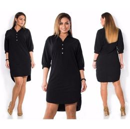 6XL Large Size New Summer women Dress Fashion Big Size Casual Three Quarter Sleeve irregular Dress Plus Size Women Clothing Y200623217999