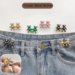 Brooches 2-Pcs Colourful Bear-shaped Adjustable Denim Button Brooch For Women Cute Waist With Metal Buckle Extensions Friend Gifts