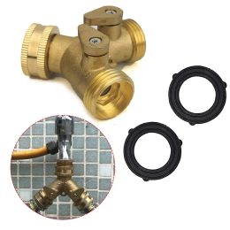 Kits 2way Brass Plastic Garden Hose Splitter Ytype Watering Connector Distributor Garden Hose Faucet Adapter 1 Set