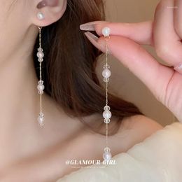 Dangle Earrings Simulated Pearl Tassel Drop Earring Long For Women Wedding Pendant Fashion Korean Jewellery Gift