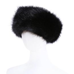 10 Colours Womens Faux Fur Headband Luxury Adjustable Winter warm Black White Nature Girls Fur Earwarmer Earmuff Hats For Women240T