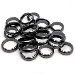 Cluster Rings Hematite Men Black Non-magnetic Stone Couple Ring Unisex Anxiety Relief Healing Chakra Energy Therapy Fidget Pain Jewellery