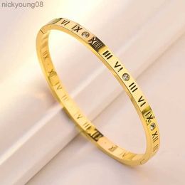 Bangle Roman Numerals Bracelet For Women Stainless Steel Jewellery Accessories Luxury Bracelet Women FashionL2403