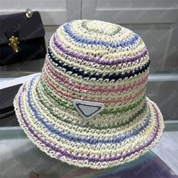 Colourful Designer Straw High Quality Letter Printing Summer Bucket Hat Travel Sun Cap Fashion and Leisure Fitted Hats