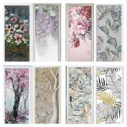 Stickers Fashion Modern Door Wall Paper Vinyl Art Flower Butterfly Tropical Palm Leaves Wall Stickers Modern Art Vinyl Decal Wall Mural