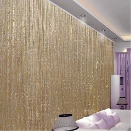 Curtains 2PCS 100X200Cm Living Room Luxury Crystal Curtain Flash Line Shiny Tassel String for Home Supplies Festive Party Decoration