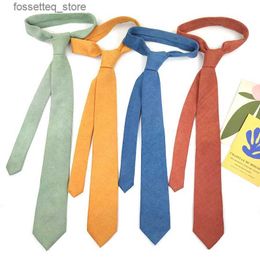 Neck Ties Corduroy Tie Female Ornament Solid Colour Black Red Caramel Green All-Match Casual College Style Graduation Season men gift set L240313