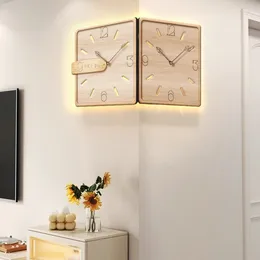 Wall Clocks Log Wind Double-sided Clock Hanging Living Room Simple Modern Corner Decorative