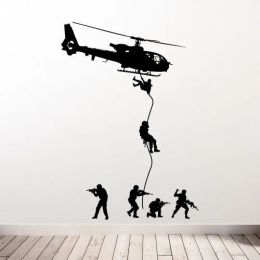 Stickers Free Shipping Helicopter Wall Decal Military Soldiers Men Swat Drop Children Boys Bedroom Decoration Vinyl Art Sticker Y215