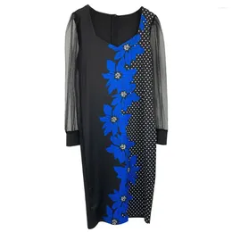 Casual Dresses Women Formal Dress Elegant V Neck Mesh Sleeve Midi For Printed Sheath Knee Length Commute Plus Size