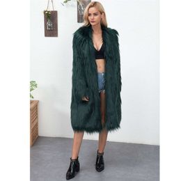 New Winter Autumn And Women's Fur Imitation Fox Hair Long Coat Large Fashion Windbreaker Warm 6731