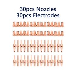 Lastoortsen 60pcs Consumables Extended Long Tip Electrodes and Nozzles for Pt31 Lg40 40a Air Plasma Cutter