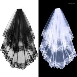 Bridal Veils Wedding Two/one Layer Short Lace Veil With Comb Black White For Dresses Hair Accessories