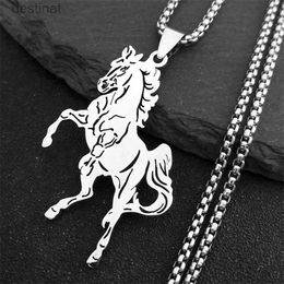 Pendant Necklaces Aesthetic Horse Animal Necklace for Women Men Stainless Steel Silver Color Lucky Collar Party Wedding Gift Jewelry N3224S02L242313