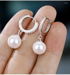 Dangle Earrings Cute Freshwater Pearl 925 Sterling Silver Crystal Jewellery For Wemon Wedding Gift Party Noble