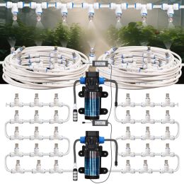 Kits 0.2MM White Misting System Home Outdoor Garden Cooling Kit 60W SelfPriming Pump Automatic Manual Atomizer Set Yard Restaurant