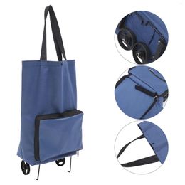 Storage Bags Collapsible Trolley Shopping Bag Pouch With Wheel Travel Organiser Wheels Cart Folding Grocery Groceries