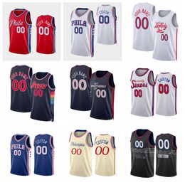 Custom 2023-24 Printed Basketball Jerseys 0 Tyrese Maxey Jersey Joel Tobias Embiid Harris Jaden Springer Marcus Morris Sr. Nicolas Batum Robert Covington