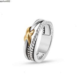 Moissanite Ring Twisted Rings Luxury Jewelry Designer for Men Silver Plated Vintage Cross x Shaped Women Diamond Gold Jewelly Birthday Party Wholesale Frd9