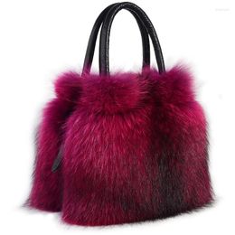 Shoulder Bags Real Fur Handbags Genuine Leather Messenger For Women 2024 Trend Cowhide Ladies Crossbody Sac A Main