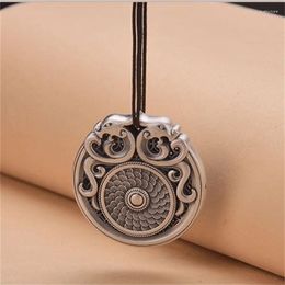 Pendants Vintage Style Double Dragon Lines Pendant Necklace For Men Jewelry Arrival Carving Flower Male Sweater Chain