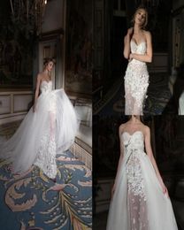 Inbal Dror 2019 Wedding Dresses with Detachable Train Lace Bridal Gowns Sweep Train Mermaid Wedding Dresses Vestidos De Novia865048169369
