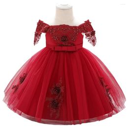 Girl Dresses 1-10Y Birthday Dress For Baby Girls Short Sleeve Party Born Christmas Red Clothing Toddler Christening Gowns