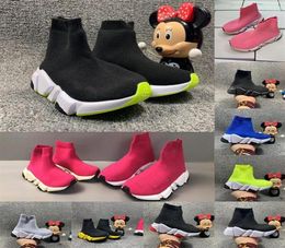 New Arrivlas designers Fashion Luxury For Kids Girls Speed Trainer off Red Triple Black Flat Casual shoe Sock Boots Childrens Shoe2661593