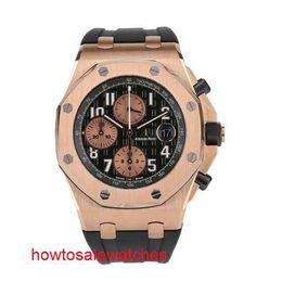 AP Watch Designer Diamond Watch Epic Royal Oak Offshore Series 26470OR Rose Gold Black X Panda Plate Crocodile Belt Mens Timekeeping Fashion Leisure Sports Watch