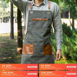 Fashion Canvas kitchen Aprons For Woman Men Chef Work Apron Grill Restaurant Bar Shop Cafes Beauty Nails Studios Uniform 240227