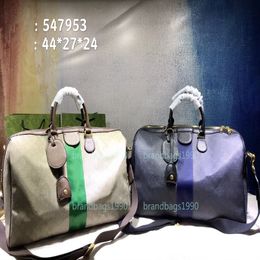 44 Cm Classical Women Travel Bag fashion Men traveling genuine leather Trim luggage duffel bags Canvas handbag1874