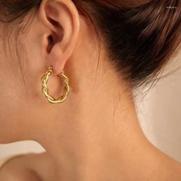Hoop Earrings Europe And The United States Luxury High Sense Personality Gold Plated Twisted Fried Dough Twists
