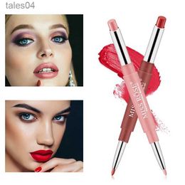 Lipstick 19 Color Double-end Lip Makeup Lipstick Pencil Waterproof Long Lasting Tint Sexy Red Lip Stick Beauty Matte Liner Pen Lipstick 240313