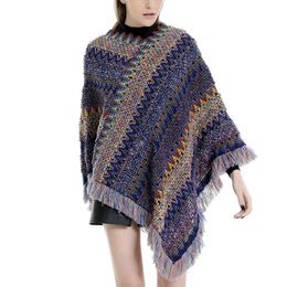 Scarves Boho Fringed Poncho Cape Shawls Wraps Womens Coat Elegant Tops For Spring Winter Fall TC21239f