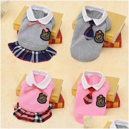 Dog Apparel Couple Pet Uniform Clothes For Small Medium Dogs Costume Puppy Shirt Drop Delivery Home Garden Supplies Otx9B