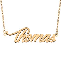 Thomas Name Necklace Custom Nameplate Pendant for Women Girls Birthday Gift Kids Best Friends Jewelry 18k Gold Plated Stainless Steel