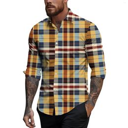 Men's Casual Shirts And Blouses Elegant For Men Freeshiping Turndown Collar Long Sleeves Printed Blouse Cufflin Plain Shirt