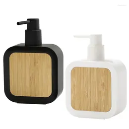 Storage Bottles 300ml Shampoo Shower Pump Bamboo Hand Lotion Bottle For Washroom Refillable Liquid Sub-bottling Bathroom