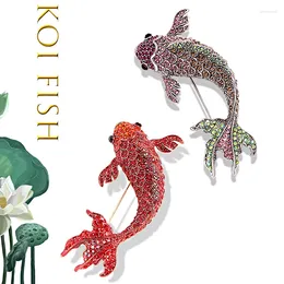 Brooches Creative Carp Fish Rhinestone For Women Office Party Clothing Pins Simple Jewelry Gift Accessories