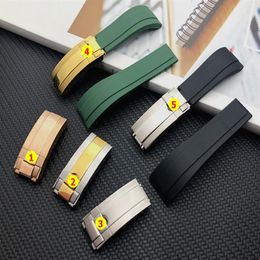 Quality Green Black 20mm silicone Rubber Watchband watch band For Role strap GMT OYSTERFLEX Bracelet logo on255g222K