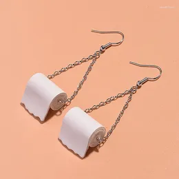 Dangle Earrings Roll Paper Drop Funny 3D Tissue Geometric Creative Towel Toilet For Women