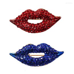 Brooches Rust Proof Metal Pin With For Rhinestone Clothes Decorative Red/Blue Creative Brooch Ornament Wome