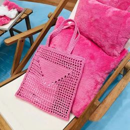 Tote Bag Designer bag Straw bag beach bag Fashion Mesh Hollow Woven for Summer Straw bag Vacation bag Large capacity shopping bag Women's fashion versatility blue 01