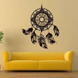 Stickers Home Amulet Symbol Dreamcatcher Vinyl Wall Sticker Feathers Art Design Wall Decal Home Bedroom Special Decor Creative MuralD194