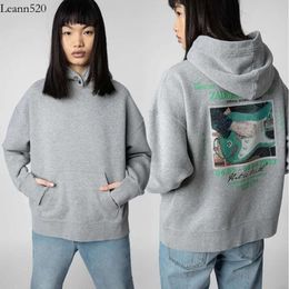 Women's Hoodies Sweatshirts Early Autumn New French Niche Zv Guitar White Ink Digital Printing Hot Diamond Fleece Hooded Sweater