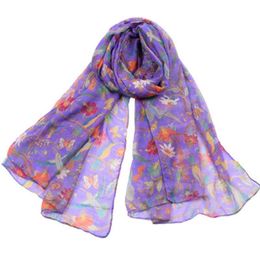 Scarves Spring Summer And Autumn Fashion Animal Scarf Ladies Hummingbird Sunflower Print Balinese Yarn N20250J